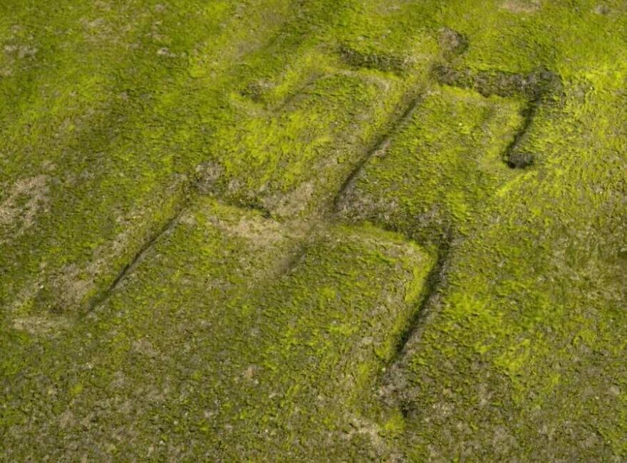 Ancient geoglyph carved into mossy hillside, showcasing mysterious random picture worth exploring in detail.