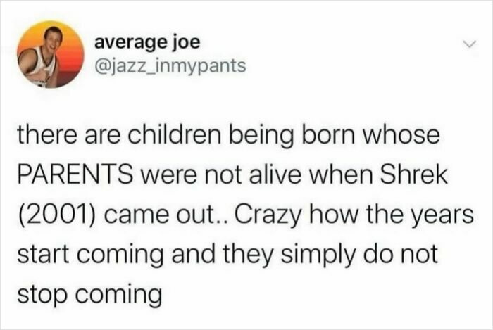 Parent meme highlighting the humor in how years pass quickly, relatable for parents managing chaos at home.