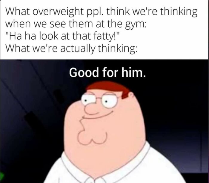 Cartoon character reacting positively to gym-goers, highlighting relatable humor in gym memes for real lifters.