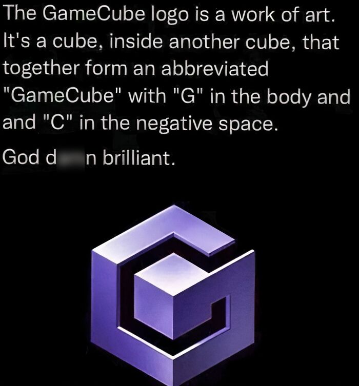 Explanation of the GameCube logo design highlighting smart and cool design elements by a creative designer.