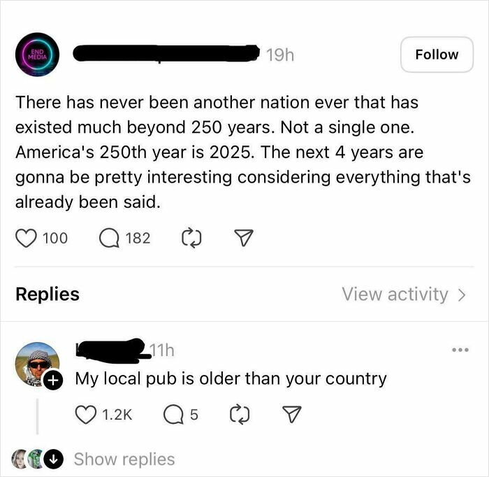 Social media post featuring epic burns of 2025 with clever insults turning comments into artful comebacks.
