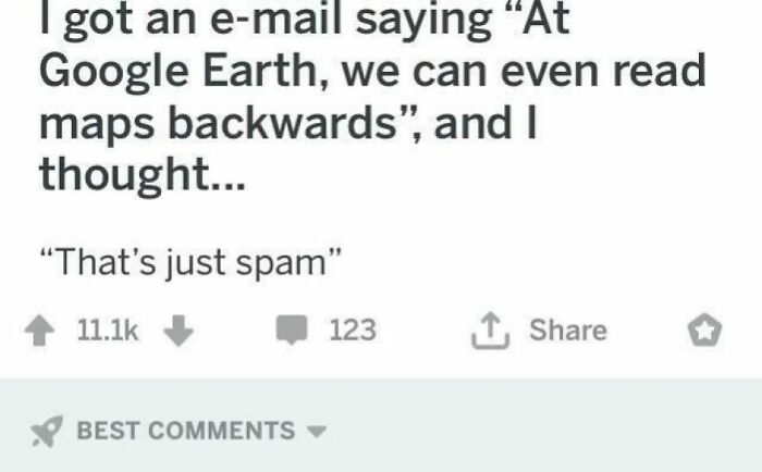 Screenshot of a social media post with a humorous comment that earned many angry upvotes for its stupidity.