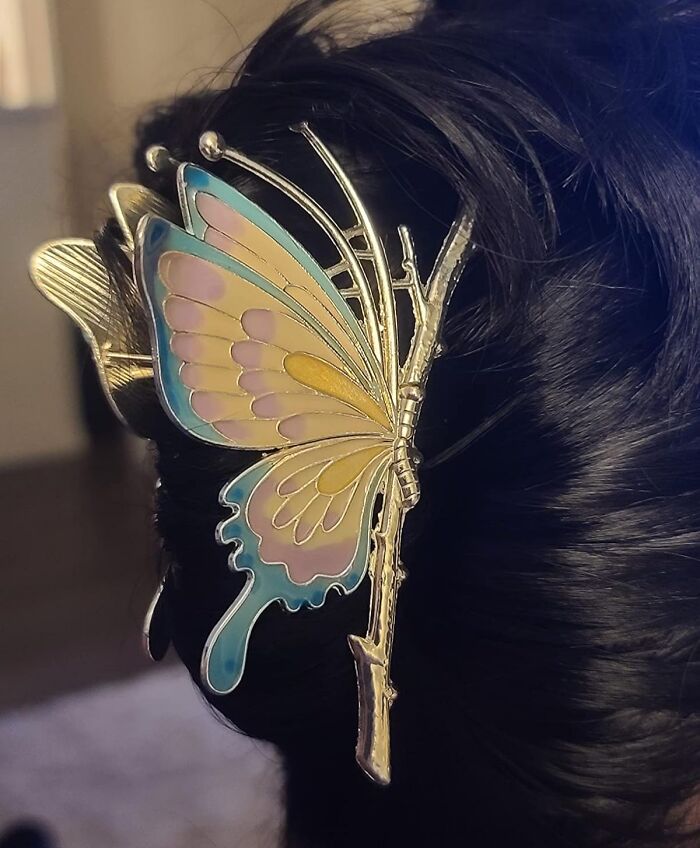 A Metal Butterfly Claw Clip Will Make Your Lazy, "I-Haven't-Washed-My-Hair-In-Three-Days" Bun Look Less Like A Cry For Help And More Like An Intentional, Y2k-Inspired Fashion Statement