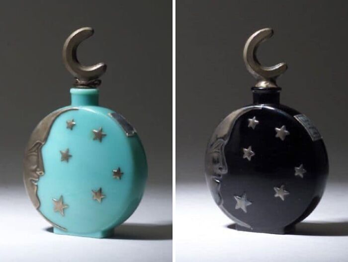Two vintage crescent moon and star decorated bottles, showcasing powerful old photos capturing culture and everyday life.