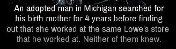 Two Lowe's employees laughing together in an aisle, illustrating a cheerful meme about unexpected family connections.