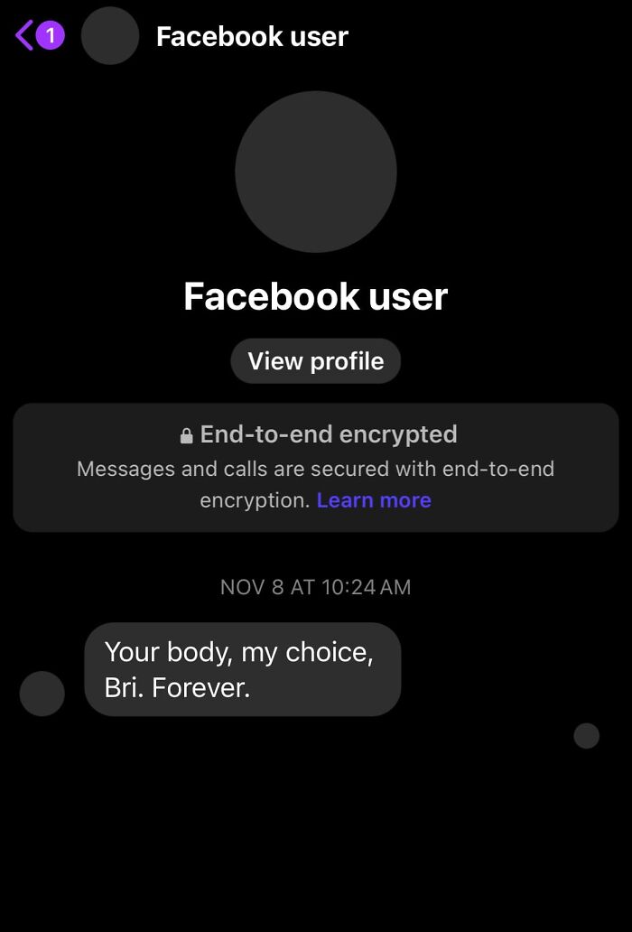 Screenshot of a cringy message from a Facebook user in a woman's inbox, highlighting awkward online interactions.