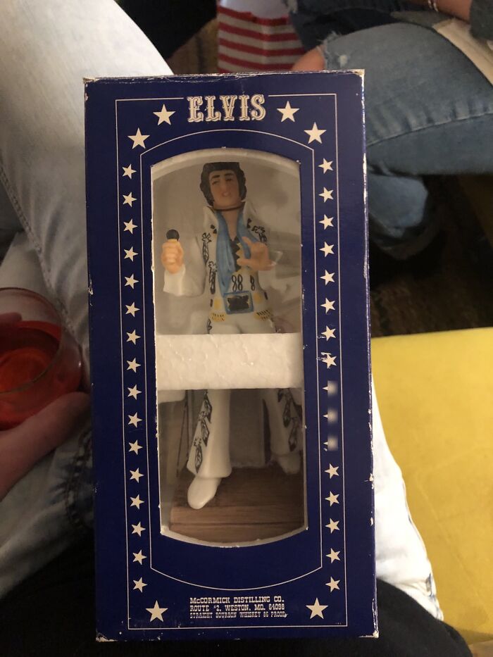 Elvis figurine collectible in original box, one of the most bizarre Christmas gifts received by people.