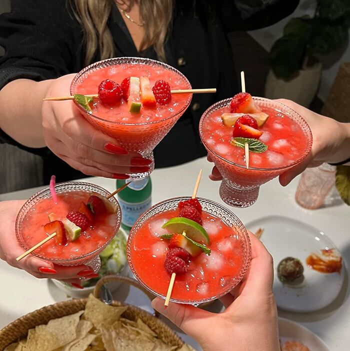 Pretending To Be A 1920s Socialite Is The Main Benefit Of The Textured Martini Glasses Since They Make Even Cheap Gin Look Fancy