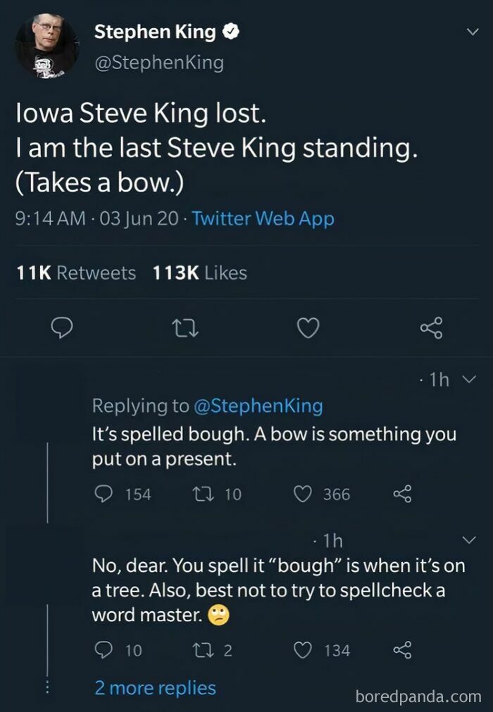 Twitter exchange showing humorous fail in correcting spelling, highlighting people trying to fix others and failing hilariously.