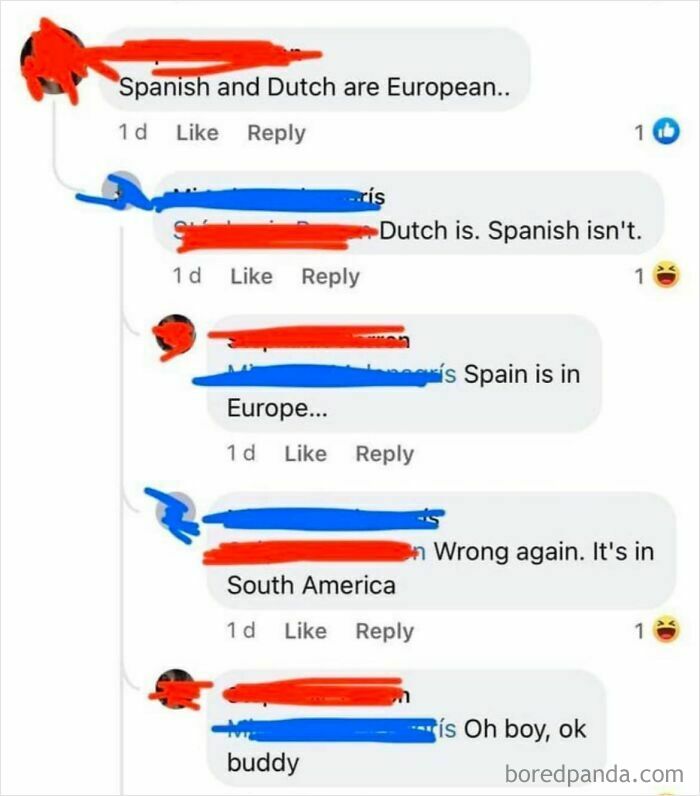 Online conversation showing hilarious fail as someone tries to fix others but gets geography facts wrong