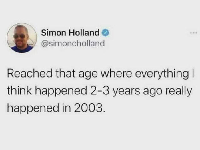 Tweet about 90s and 2000s nostalgia reflecting on how recent memories feel like they happened decades ago.