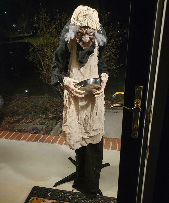 Mi hija me llamó y me preguntó si podía revisar mi porche para ver si había un paquete de Amazon. Esto fue lo que encontré al abrir la puerta.