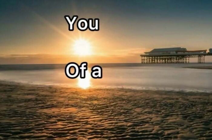 Screenshot of a dad jokes social media post featuring a sunset with the text You Of a, showcasing funny dad jokes.