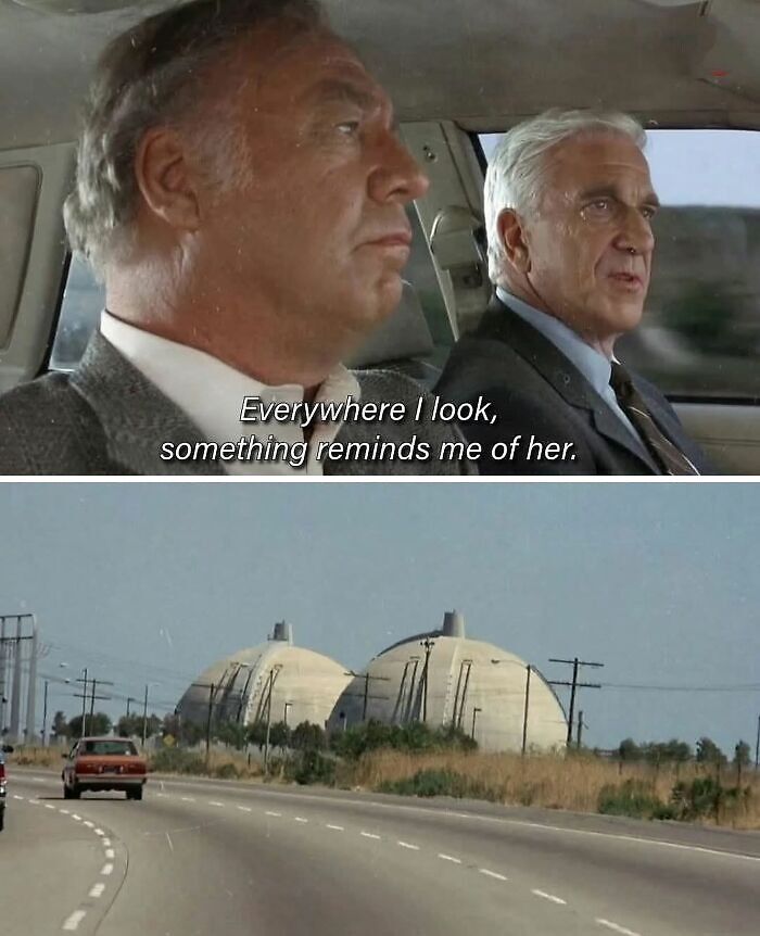 Two men in a car with a meme caption and a road view showing a humorous movie meme scene.
