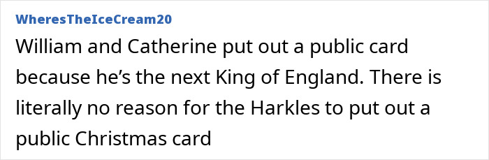 Comment discussing Prince Harry and Meghan Markle&rsquo;s holiday snap being seen as manipulation by fans.