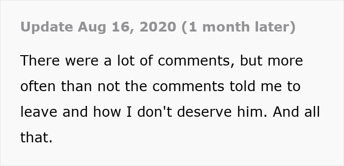 Text update from August 2020 showing a woman&rsquo;s response after finding secret texts of fianc&eacute; complaining about her appearance.