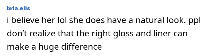 User comment defending Sydney Sweeney's natural beauty claim, discussing makeup impact with side-by-side photos as evidence.