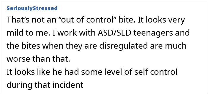 Commenter discusses a mild kid bite incident during Christmas involving a nanny, noting some level of self-control in the child.