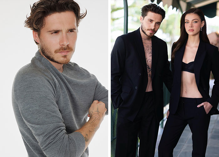 Two photos of celebrities who changed their names, posing in casual and formal attire, stirring controversy.