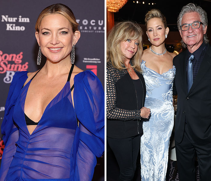 Actress Kate Hudson at events highlighting nepo babies who turned into nope babies and distanced from famous families.