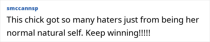 Comment praising Sydney Sweeney for embracing her natural beauty despite haters, highlighting fans calling out natural beauty claim.