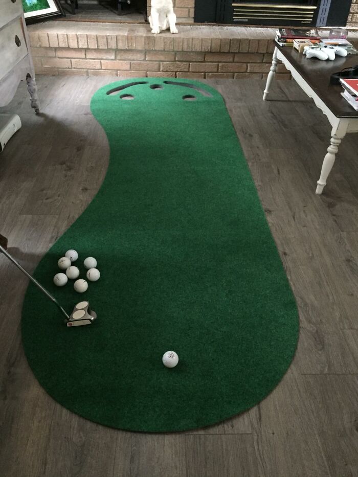 Your Unproductive Zoom Meetings Can Now Be A Little More Interesting With The Addition Of A Putt-A-Bout Par Three Golf Putting Green That Will Also Make You Feel Like A Very Important, And Slightly Distracted, CEO