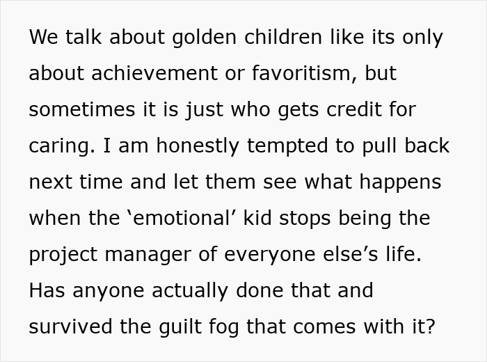 Alt text: Woman unaware of daughter's efforts, distracted by flowers from son symbolizing unseen family dynamics