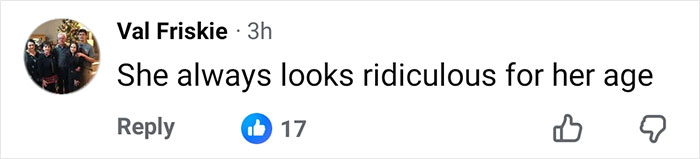 Social media comment criticizing Gwen Stefani's inappropriate outfit at Rockefeller Tree Lighting event.