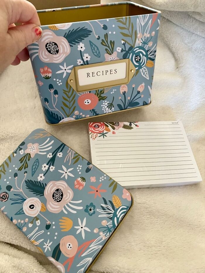 Floral recipe box and cards set, a thoughtful gift for the patient teacher with a caffeine a*******n.
