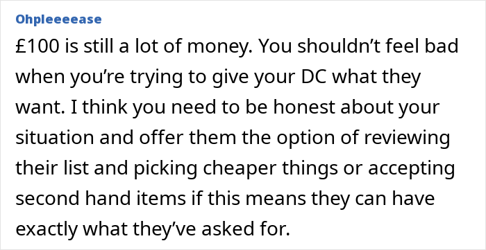 Comment about man promising $400 per kid for Christmas but changing his mind, causing mom to panic.