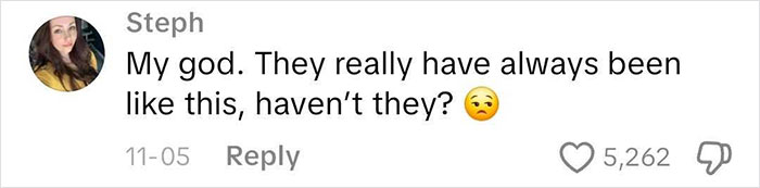 Comment from Steph questioning if worst Victorian boyfriend behaviors have always existed, with a thoughtful emoji and 5,262 likes.