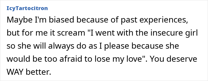 Screenshot of a forum post discussing a woman finding secret texts of fianc&eacute; worrying about wedding photos and appearance.