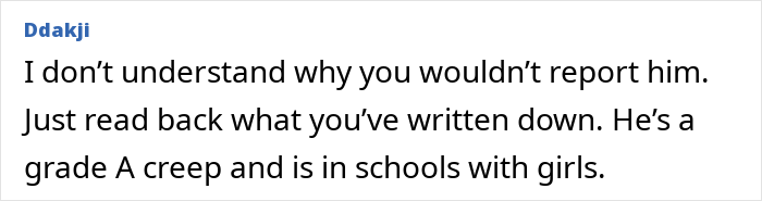 Comment discussing suspicion about a guy not leaving a younger colleague alone, implying inappropriate intentions. Comment discussing suspicion about a guy not leaving a younger colleague alone, implying inappropriate intentions.