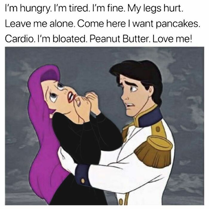 Cartoon scene with a stressed woman and concerned man illustrating relatable goth memes feelings and awkward emotions.