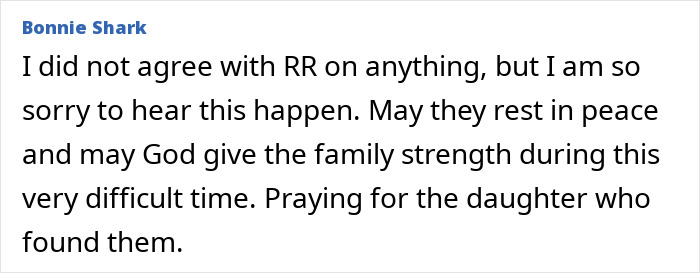 Comment expressing condolences on Rob Reiner&rsquo;s son arrested case, hoping for family strength during difficult time.