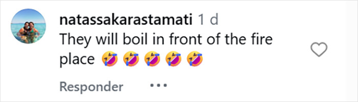 Instagram comment by user natassakarastamati reacting with laughter emojis to a Christmas video featuring Jennifer Lopez fans noticing a depressing detail.