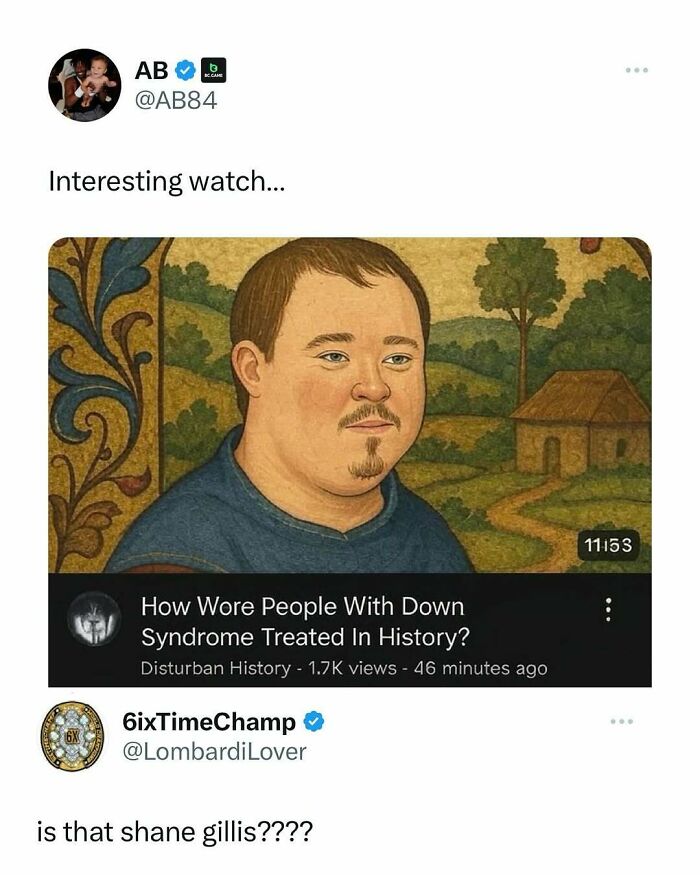 Social media post with a humorous meme and comments featuring a historical video about Down syndrome, random memes to spice it up.