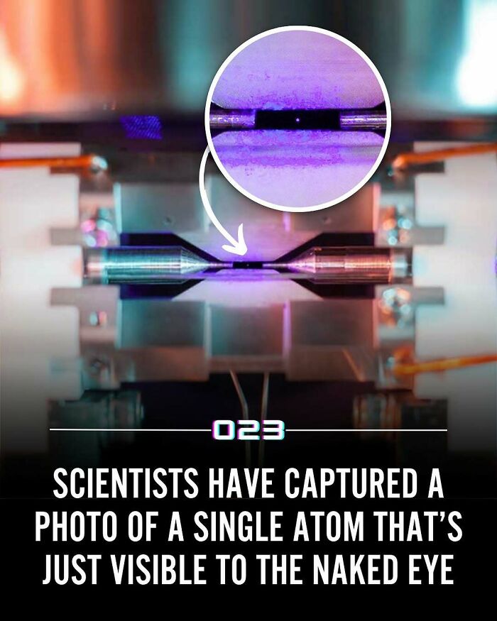 Close-up image of a single atom captured and visible to the naked eye, highlighting positivity recommended facts.