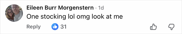 Facebook comment by Eileen Burr Morgenstern reacting to a stocking in a festive Christmas video, noted by Jennifer Lopez fans.