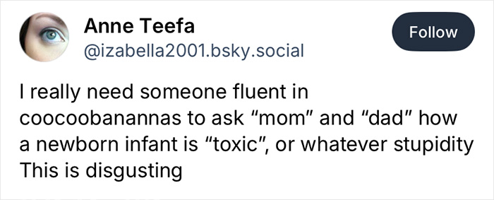 Screenshot of a social media post criticizing parents' pseudoscience related to a 5-month-old infant passing away.