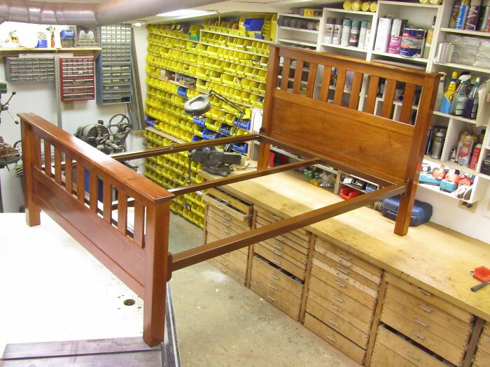 One Of Two Beds In Quilted Maple