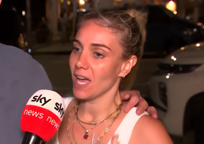 Woman speaking to Sky News reporter about terrifying moment woman takes a bullet for 3YO daughter at Bondi Beach attack Woman speaking to Sky News reporter about terrifying moment woman takes a bullet for 3YO daughter at Bondi Beach attack