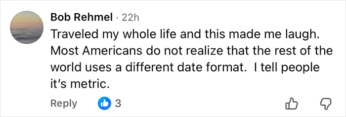 Comment from Air Canada passenger discussing date format confusion related to an expired meal complaint on the airline. Comment from Air Canada passenger discussing date format confusion related to an expired meal complaint on the airline.