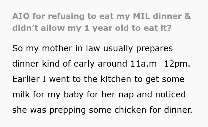 Woman loses appetite after seeing how her mother-in-law prepares chicken, worried about her child's health and safety.