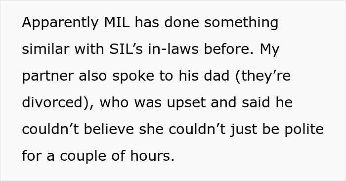 Text conversation about a woman hosting a casual Christmas, while her toxic mother-in-law offends and ruins the event.