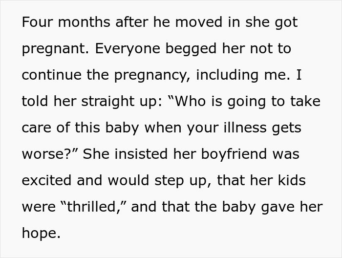 Text excerpt showing a childfree woman refusing to take responsibility for her sister's new baby despite concerns about illness and caregiving. Text excerpt showing a childfree woman refusing to take responsibility for her sister's new baby despite concerns about illness and caregiving.