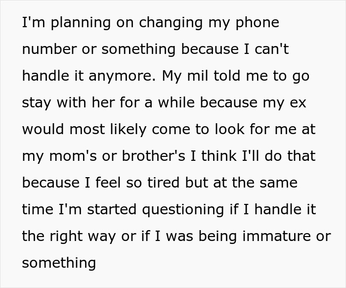 Text message expressing stress and plans to change phone number due to a breaking up ultimatum over ring situation.