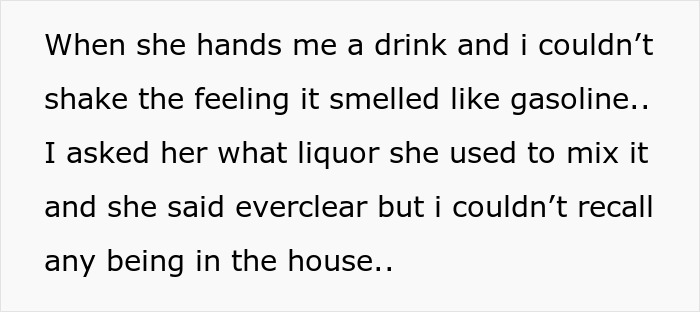 Screenshot of text about a mentally unstable woman allegedly putting gas in bestie's drink after a party. Screenshot of text about a mentally unstable woman allegedly putting gas in bestie's drink after a party.