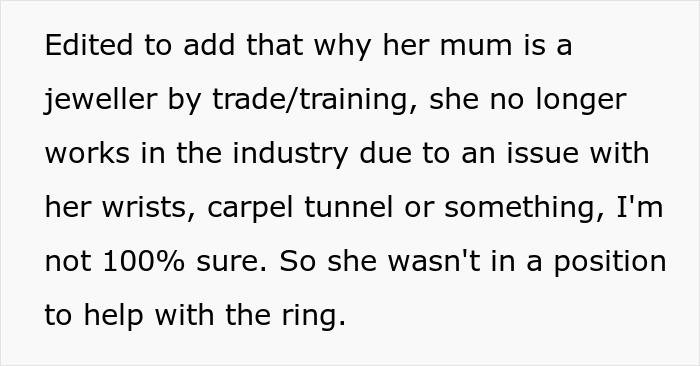 Text discussing reasons to refuse buying engagement ring due to personal and health-related challenges in the jewelry trade. Text discussing reasons to refuse buying engagement ring due to personal and health-related challenges in the jewelry trade.