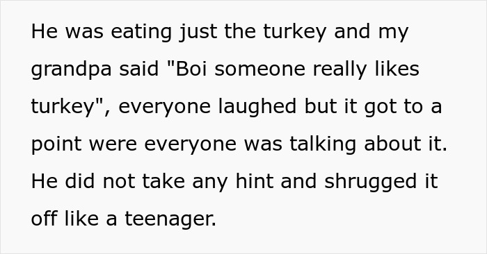 Man can't control his hunger as he rips through turkey, girlfriend embarrassed in front of family during a meal.
